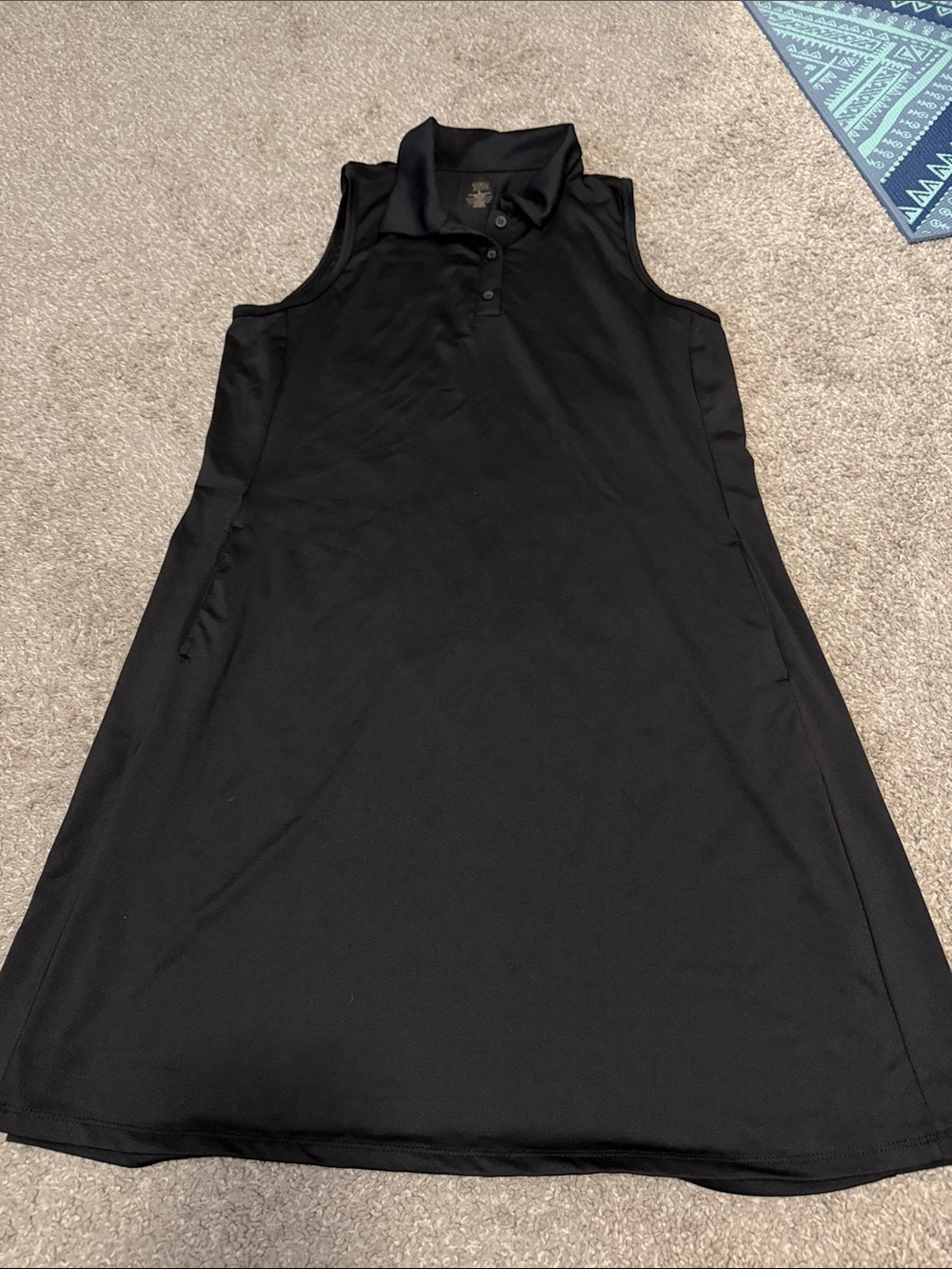 Black Sleeveless Polo Dress - Casual Golf & Everyday Wear